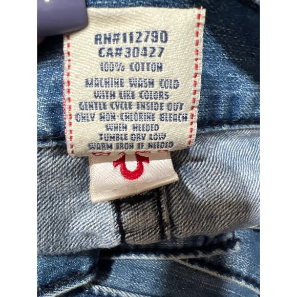 True Religion Mens Straight Embroidery Flap Pockets Jeans Size 38 - Picture 8 of 11